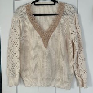 Cream V neck sweater